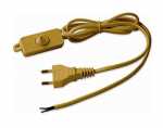 Eurocable With Switch - Cordon Secteur 220 2p+inter À Main 1,5m DorÉ