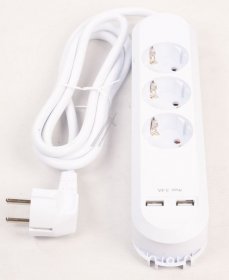 Bachmann Three-way Trailing Socket - 381 801 Smart 3-fach Steckdosenleiste Mit Schalter 2x Usb 15w Max Weiss