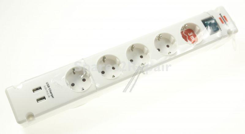 Brennenstuhl 5 Way Socket Outlet Switch - Bremounta 5 Way Socket Outlet Switch, 2 Usb, 3m